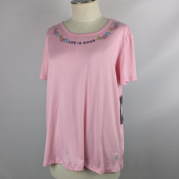 Life Is Good Seashells Starfish PJ Set Short Sleeve Top Shorts Pink Grey L NWT - Picture 3 of 11